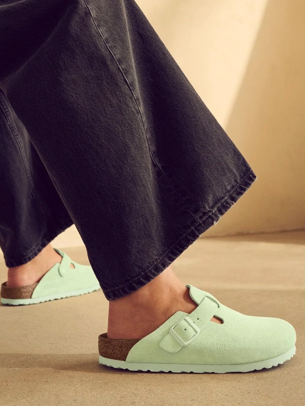 Birkenstock Boston Clogs in Lime Green